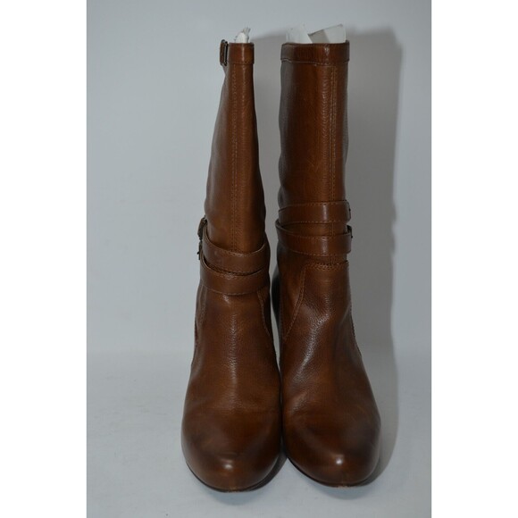 Frye 3476124 Marissa Slouch Heel Boots Size 8.5 M Brown leather‎ Buckle Mid Calf - Picture 3 of 16